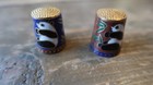 Vintage Pair Of Enamel Cloisonne Panda Sewing Thimbles