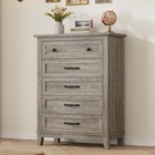 5 Drawer Dresser For Bedroom  Tall Modern Wooden Chests Of Drawers For Entryway