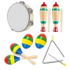 6 In Wood Tambourine  Guiro Instrument Fish Shaped  Wooden Maracas  Egg 