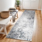 2x6 Washable Kitchen Runner Rug          Abstract Non 2  X 6   rectangular  Blue Gray