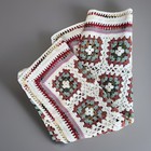 Vintage 70   s Crochet Lap Blanket Granny Squares 42    X 42    Green Plum Multi