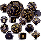 15 Polyhedral Dice Set D3-d100 D d Rpg Table Game Black   Yellow Acrylic