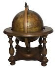 Italian Wood Globe Astrological Zodiac Signs Desktop Two Piece Stand Vintage