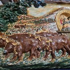 Vintage 1930s Covered Wagon Western Wall Plaque Chalkware plaster Of Paris 