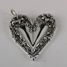 Vintage New Sterling Silver Heart Pendant Casual Elegance Vine Design Floral