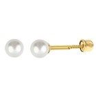 14k Solid Gold Pearl Screw Back Baby Earrings 4mm Children s Studs