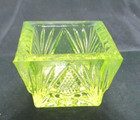 Vintage Vaseling Uranium Glass Open Salt Cellar Square Green Glow Euc