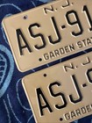 New Jersey License Plates  asj-912 Vintage 1970   s In Excellent Condition  set 