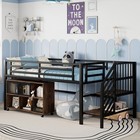 Twin Metal Loft Bed With Rolling Storage Cubby low Loft Bed W stairs For Kids