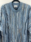 Vintage Men   s 90s Coogi 3d Knit Blue Sweater  Medium
