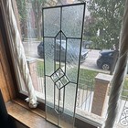 Leaded Stained Glass Rectangle Window Panel Textured Clear Geometric Center