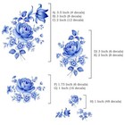 Delft Blue Rose Floral Spray Overglaze Waterslide Ceramic Decals