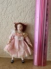 Small 3 5  Dollhouse Miniature Doll Pink Dress Auburn Hair Artist Mini