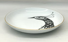 Anthropologie Peacock Porcelain Coupe Soup Bowl Black White Gold 8 5 