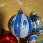Lot Of 6 Vintage Glass Christmas Ornaments Striped Balls Bell Finials Colorful