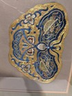 Oriental Hand Embroidered Metallic Thread Silk Needlework Panel Framed Antique