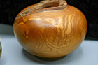 Turned Wood Bowl vase Artist Signed Turquoise Inlay  M1