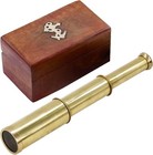 Brass Telescope 9  Pirate Spyglass With Wooden Box Nautical Gift Maritime Mon   