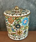 Vintage Daher Metal Biscuit Tin Lidded Embossed Floral Canister 6  England 1970s