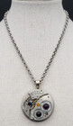 Steampunk Vintage Waltham 1893 Pocket Watch Movement Amethyst Garnet Necklace