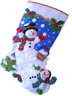 Finished Bucilla Stocking Snowman Games New Snowball Fight 18  Lined Rare