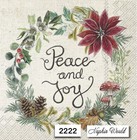  2222  Two Paper Luncheon Decoupage Art Craft Napkins - Peace Joy Christmas