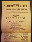 Sam S  Shubert Theatre Flyer program   yours Truly -leon Errol Broadway Musical