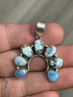 Sterling Silver Native American Sw Golden Hills Turquoise Naja Cluster Pendant