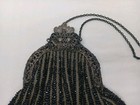 Antique Black Glass Beaded Chain Purse Beautiful Ornate Filigree Frame 