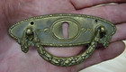Antique Ornamental Dainty Brass Oval Bale Pull w victorian Rope Design 4-5 16 
