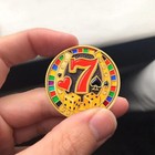 Lucky 7 Challenge Coin Token Poker Coin Casino Chips     Horseshoe And Four Clover