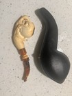 Carved Block Meerschaum Smoking Pipe Skull In Eagle Claw With Fitted Case  rare 