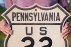 Pennsylvania Shield Sign Route 22 Highway Badge Antique Vintage 1930s