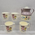 Vintage Popples Plastic Toy Tea Set Plates Cups Pitcher 1985 Chilton 14 Pieces