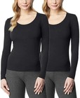 32 Degrees Women 2 Pack Ultra Light Thermal Baselayer Scoop Top Black Large