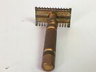 Vintage Gillette Gold Bar Handle Long Comb De Safety Razor