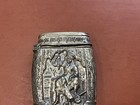 Antique Barrel Form Match Safe   Vesta Case W  Hunter Dog   Bird Decoration