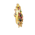 Ruby Sapphire Emerald Paraiba Diamond 18k Yellow Gold Freeform Brooch Pendant