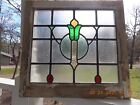 Large Lovely English Tulip Leaded Stained-glass Window 22  X 20 3 4  Zero S h