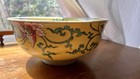 Antique Nippon Yellow Ground Famille Rose Large Bowl