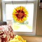 Round Sunflower Design Window Panel Suncatcher 16in Tiffany Style Stained Glass