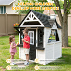 Outdoor Playhouse For Kids Ages 4-8  Wooden Play House With Doorbell  Phone     