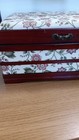 Vintage Wood Cloth Sewing Basket Velvet Lined