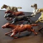 Vintage Miniature Plastic   Vinyl rubber Toy Horses - Lot Of 7