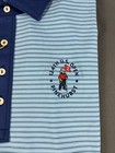 Peter Millar Golf Shirt Polo Pinehurst Us Open Logo Large Blue Striped Polyester