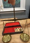 Antique Vintage Style Brass Balance Scales W Box   Weights
