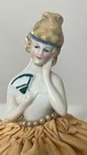Antique German Half Doll Porcelain China Pin Cushion Doll Figurine 6 