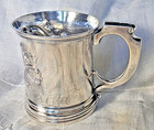 Antique Wood   Hughes 900 Coin Silver Mug Cup C1865 American 122g