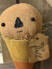 6   Handmade Folk Art Prim Halloween Candy Corn Cone With Pumpkin Head   Tag