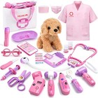 Toy Doctor Kit For Girls  Pretend Play Toy Doctor Set With Dog Pink With Doll